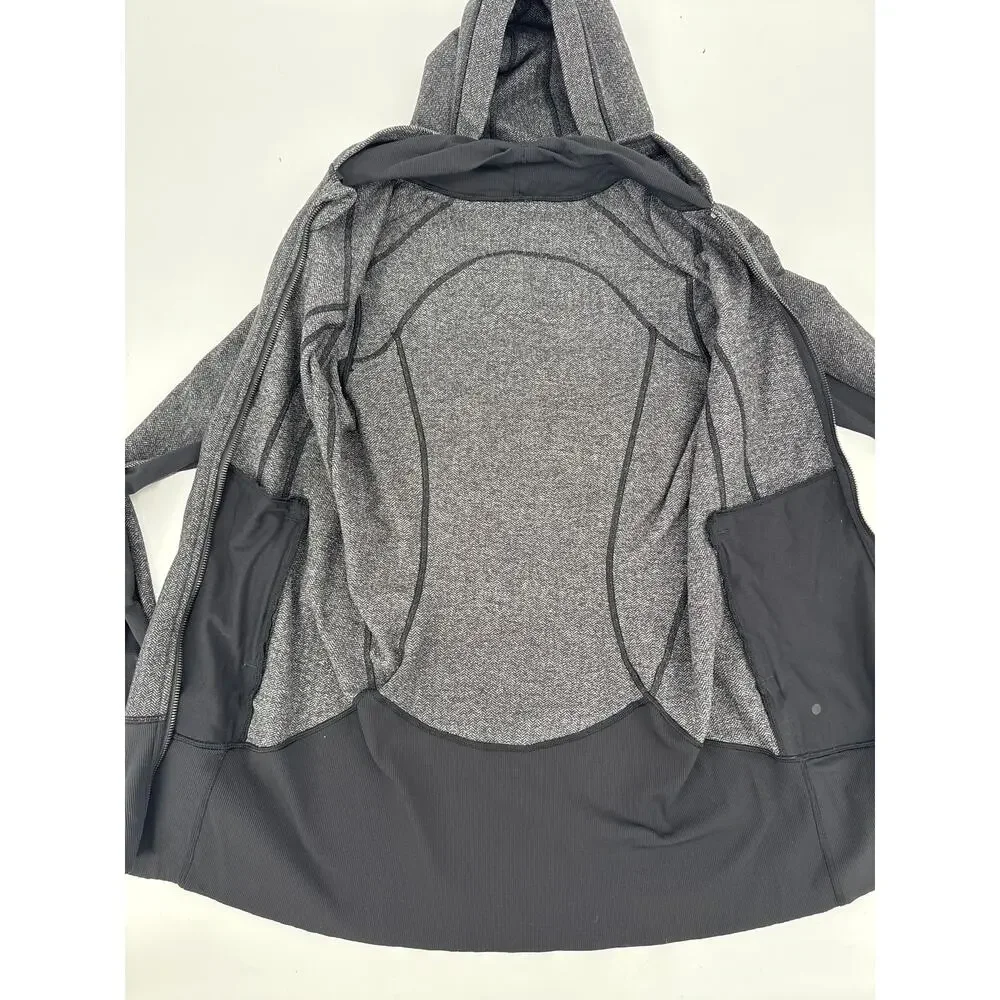 Lululemon Daily Practice Jacket Heathered Herringbone Gray and Black Size 8